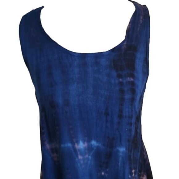 Soft Surroundings Midi Dress blue tie dyed sleeveless pockets, PS - Picture 6 of 8